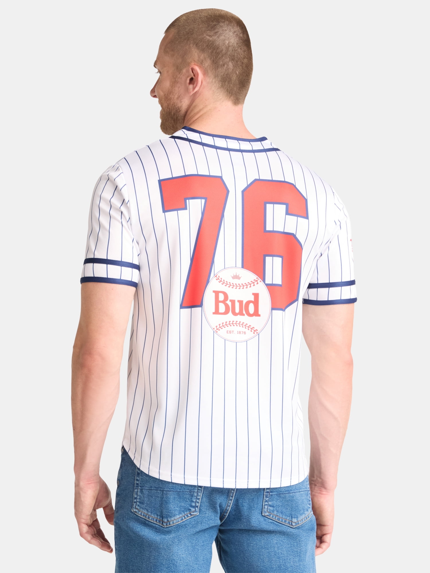 Budweiser Men's and Big Men's Baseball Jersey, Sizes XS-3XL