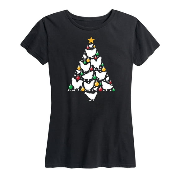 Instant Message - Chicken Christmas Tree - Women's Short Sleeve Graphic T-Shirt