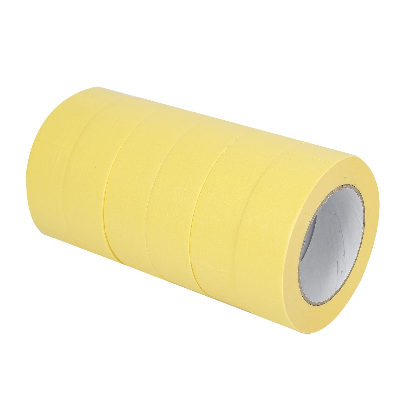Confote Yellow 6 Rolls Masking Tape 1.5 inch x 60 Yards 181 feet Crepe Paper Industrial Grade Easy Release Auto Body Tape