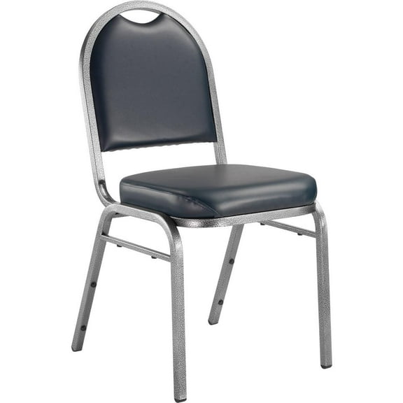NPS 9200 Series 35" Metal and Vinyl Stack Chair in Midnight Blue/Silvervein