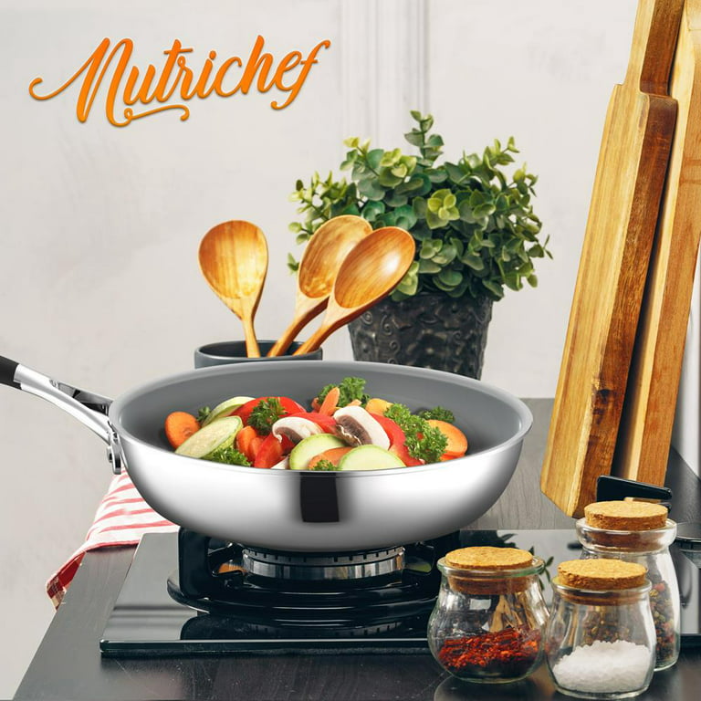 NutriChef Kitchenware Pots & Pans Set - 12-Piece Set Clad Kitchen