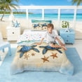 thumbnail image 3 of Manfei Watercolor Sea Turtle Twin Comforter Sets for Kids Boys and Girls, Coastal Beach Bedding Set, Stars Reversible 2 Pieces, 1 Comforter and 1 Pillowcase, 3 of 6