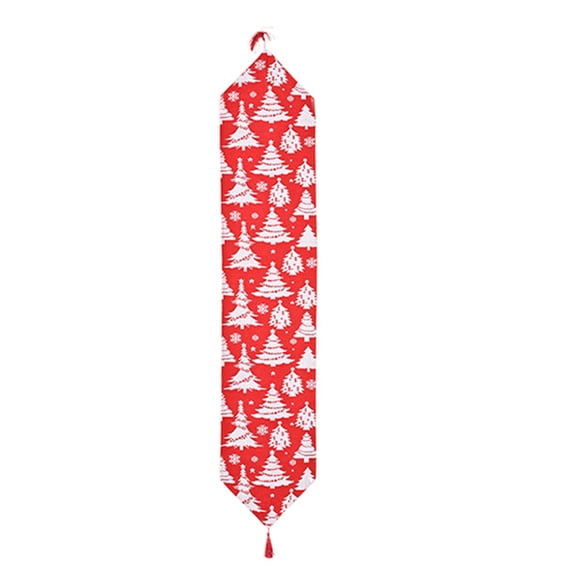 Maoww Nappe de Noël Festival Rectangulaire Chemin de Table Décorations de Fête de Bureau Fond de Fête de Mariage Nouvelle Décoration Arbre Rouge Blanc