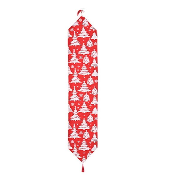 Yuarrent Mantel de Navidad Festival Table Runner Up Decoraciones de fiesta de escritorio Cena Familia Fondo de boda Adorno de Año Nuevo Kits de decoración para fiestas Árbol blanco rojo