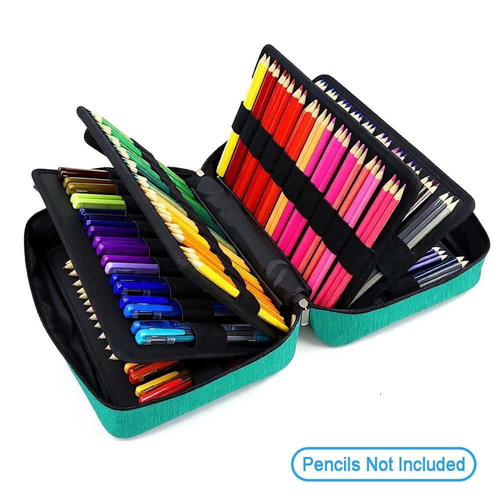 YOUSHARES 300 Slots large Colored Pencil Case - Big Capacity Pen Case Organizer with Multilayer Holder for Gel Pen & Prismacolor Colored Pencils (Green)