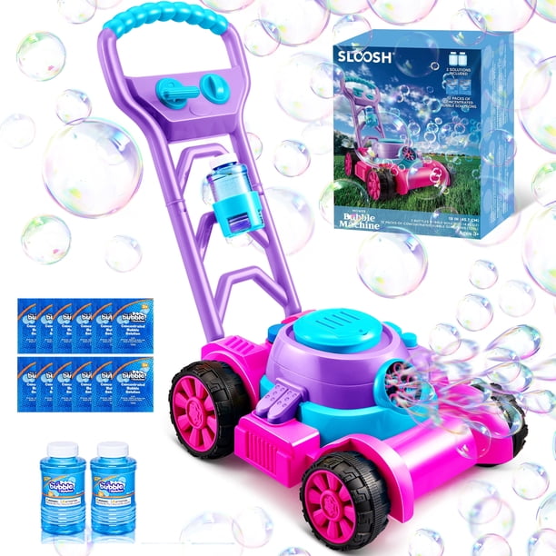 SYNCFUN Podadora de Burbujas, Máquina de Burbujas, Juguetes de Verano para Exteriores para Niños Pequeños de 1 a 3 Años, Soplador de Burbujas Rosa para Niños de 2, 4 y 6 Años, Obsequios de Cumpleaños