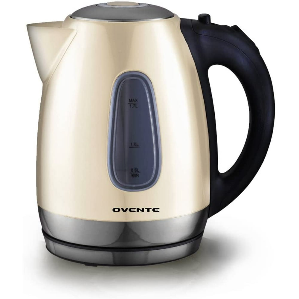 Ovente Portable Electric Hot Water Kettle 1.7 Liter Stainless Steel 1100 Watt Power Fast Heating