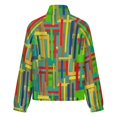 thumbnail image 6 of Jackets for Women Winter Coat Jackets Flannel Stand Collar Jacket(Colorful Abstract Geometric Pattern,Size:S-4XL), 6 of 7