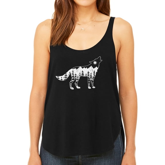 Women's Premium Word Art Flowy Tank Top - Howling Wolf