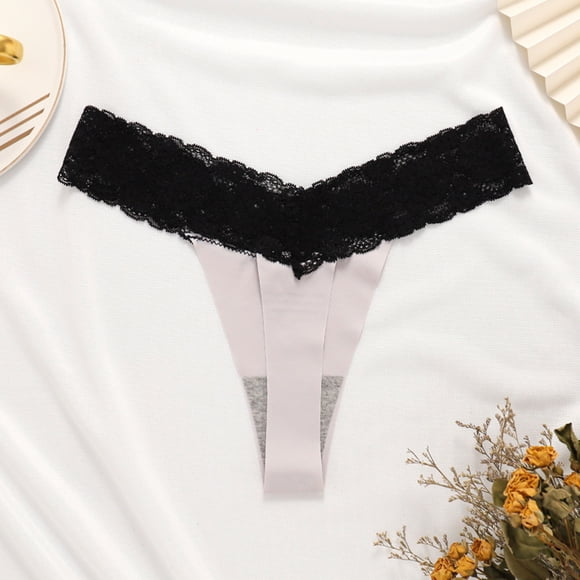 DondPO Lingerie Grande Taille, sous-Vêtements en Coton pour Femmes, Strings en Dentelle Aguichant, sous-Vêtements Respirants Invisibles, Tanga en Coton, Culottes pour Femmes, sous-Vêtements Sans Couture Gris TG
