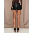 thumbnail image 2 of Women's Faux Leather High Waist Mini Shorts, 2 of 5