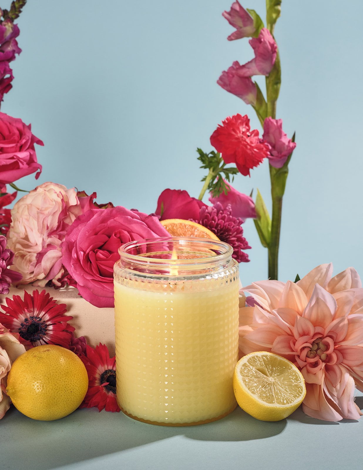 CITRUS BLOOMS Aromatique Foundry 10oz Tinted Glass Scented Jar Candle