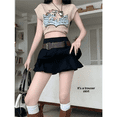 thumbnail image 5 of Falda corta negra de talle alto y adelgazante de estilo chica picante, de corte A, de moda para mujer, falda pastel versátil para primavera y verano, 5 of 5