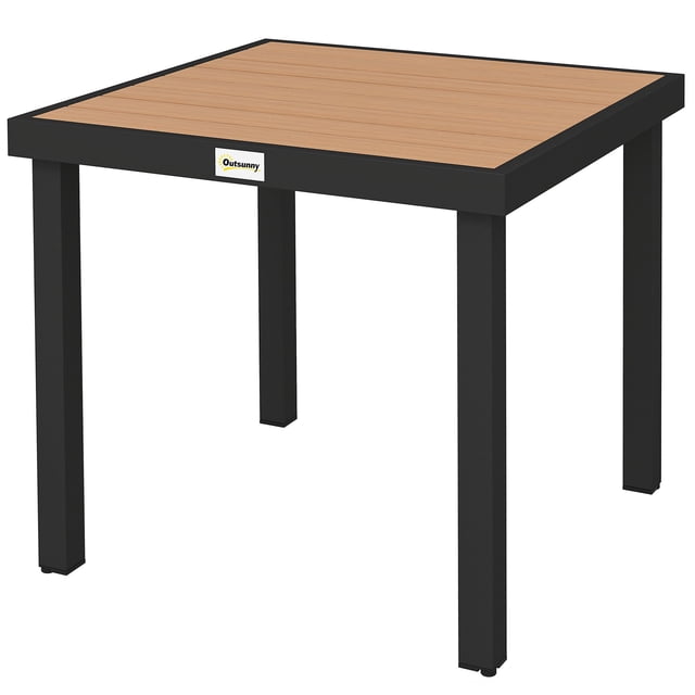 Patio Dining Table for 4, Square Aluminum Outdoor Table for Garden Lawn Backyard, Natural