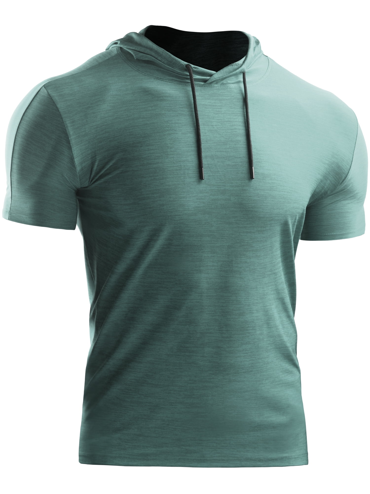 L, White @ TIANRUN Summer Mens Tee Slim Fit Hooded Short Sleeve Muscle Casual Tops Shirts