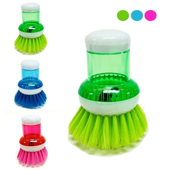 4 Scrubber Soap Dispense Palm Wash Brush Cleaning Pan Pot Dish Bowl Kitchen Tool