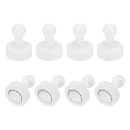 Uxcell 8pcs Magnets Push Pins, 1x0.8" Strong Fridge Magnets Magnetic Whiteboard Decorative Thumbtacks for Refrigerator Locker Calendar Office, White