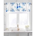 thumbnail image 2 of Modern Abstract Flower Linen Curtain Valance for Bedroom/Bathroom/Kitchen/Office/Living/Dining Room Windows,Pastoral Blue Watercolor Leaves Pocket Topper Drapes Decorative Cafe Drapery Panel 42x12, 2 of 6