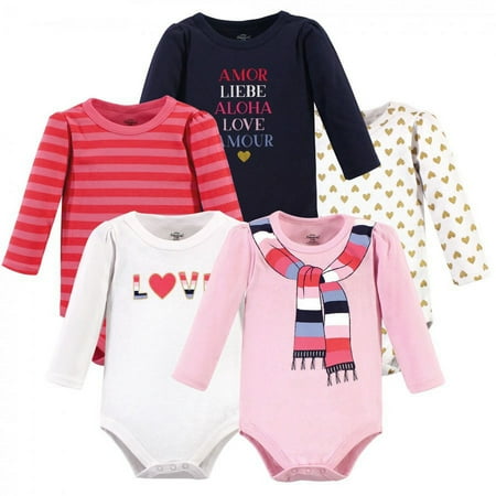 UPC: 0660168724080 | Little Treasure Baby Girl Cotton Long-Sleeve Bodysuits 5pk Cozy Scarf 12-18 Months