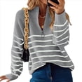 thumbnail image 1 of Suéteres de Punto de Larga con Cuello en V y Media Cremallera para Mujer, Otoño e Invierno, A , de Gran Tamaño. Gris L, 1 of 6