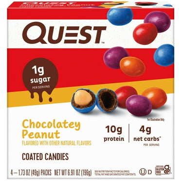Quest Coated Candy Pieces, Chocolatey Peanut, High Protein, Gluten Free, 4 Ct