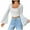 White, variant on WREESH Women's Bell Sleeve Crop Top Casual Comfortable Solid Long Sleeve Tops Fashion U-Neck Top Black