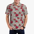 thumbnail image 3 of Balery Rose Flowers Printed Men’s Short Sleeve Polo Shirt, Midweight Men's Shirt,Golf Polo shirts -XX-Large, 3 of 9