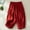 Red, variant on Long Shorts for Women, Solid Color Linen Loose Tapered 5 Length Shorts with Stretch Elastic Waist