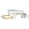 thumbnail image 6 of Harper & Bright Designs Full Size Daybed with Trundle and Desk, Space Saving Daybed with Storage Shelves, Drawers & Cabinet, Captain's Bed Sofa Bed Frame with LED Lights, White, 6 of 15