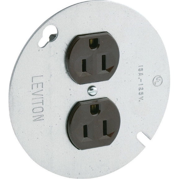 Leviton Duplex Receptacle On Cover 05042-000 - 15 Amp - Electrical Receptacle and Cover