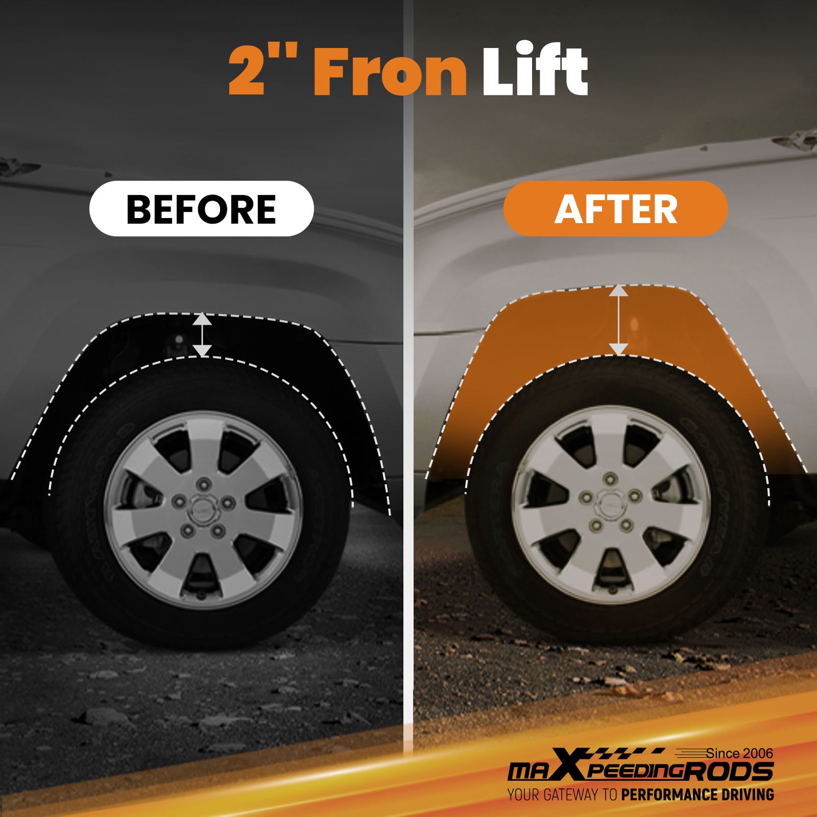maXpeedingrods 2" Front Leveling Kit for Ford F150 4WD 2WD 2004-2023, Aluminum Front Strut Spacer, Suspension Leveling Lift Kit, Gray