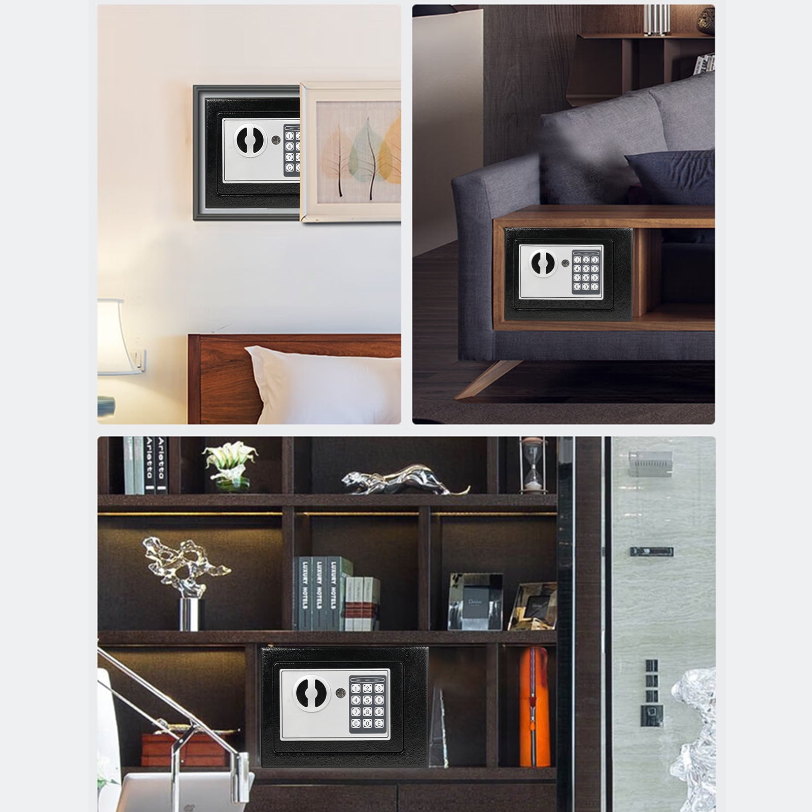 Bisofice Home Safe with Keypad, Fireproof & Waterproof Bag, and Spare Keys for Documents, Money, and Valuables,  8.8 in. x 6.4 in. x 6.6 in.