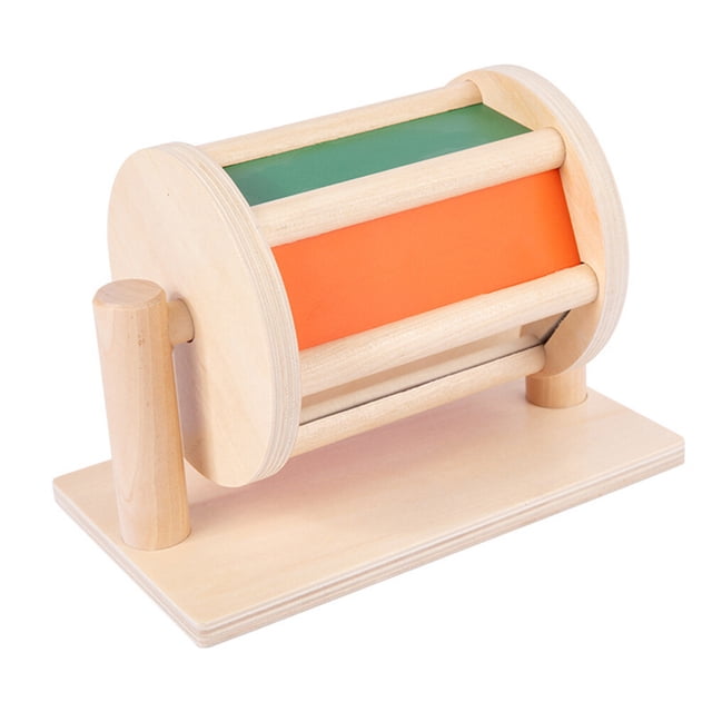 Juguete De Tambor Giratorio Sensorial, Textil De Madera Para Bebé, Instrumento Educativo Temprano, Juguete Cognitivo De Color Giratorio