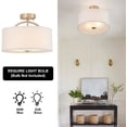 thumbnail image 6 of Miumaeov Mid Century Modern Ceiling Light Semi-Flush Mount Fixture ​Linen Chandelier for House Bedroom Hallway Living Room Bathroom Dining Kitchen, 6 of 10