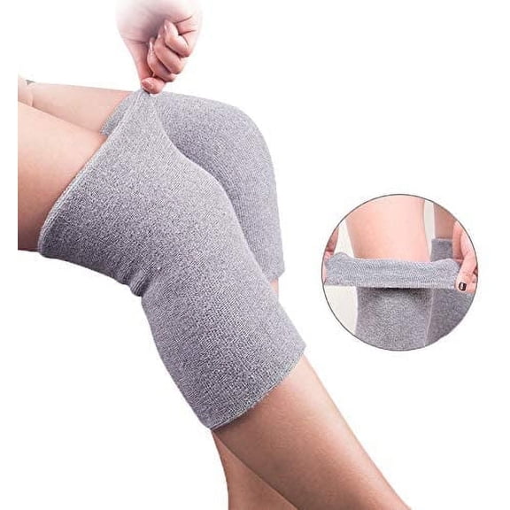 1 Pair Warm Knee Pads Sleeve for Adults,Gray Leg Warmer for Arthritic,Thicken Soft Fabric Knee Warmer,Elastic Knee Cover for Outdoor Sports,Thermal Knee Braces for Winter Gifts