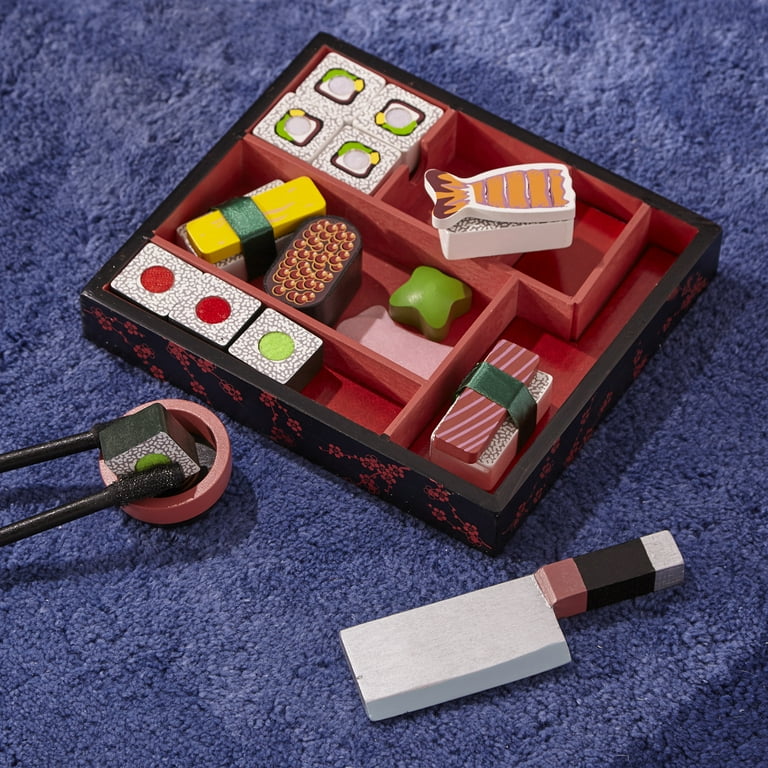 Melissa & Doug Sushi Slicing Wooden Play Food Set - Walmart.com