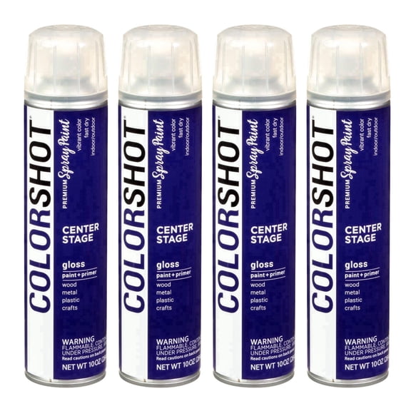 COLORSHOT Gloss Spray Paint, Center Stage (Purple) 10 oz. 4 Pack, Fast-Drying Acrylic Paint, Indoor & Outdoor Use