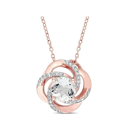 Miabella 2-3/5 Carat T.G.W. White Topaz Rose-Plated Sterling Silver Gemstone Pendant