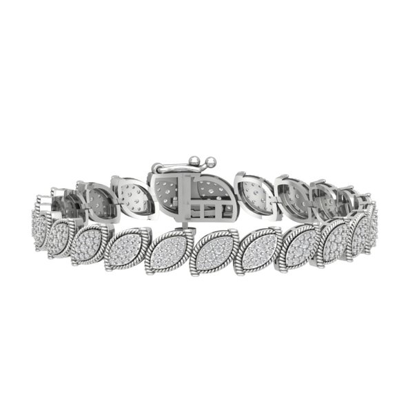 Araiya Fine Jewelry Sterling Silver Diamond Bangle Bracelet (3 Cttw, I-J/ I2-I3), 7"