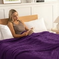 thumbnail image 3 of Whale Flotilla Fuzzy Fleece King Size Blanket for Bed, Soft Fluffy Jacquard Waffle Blankets for All Season, Lightweight and Warm, 90x104 Inch, Purple, 3 of 11