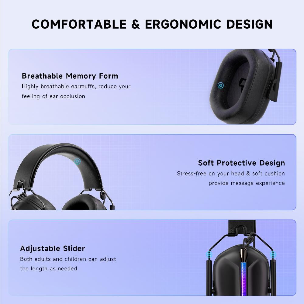 Ecomoment Wireless Gaming Headphones,2.4 GHz USB Gaming Headset with Detachable Microphone Compatible for PS5 PC Switch PC with Bluetooth 5.2, 3.5mm Wired for Xbox Series,RGB Light, 40H, Black