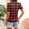 thumbnail image 5 of Trgacdwlo Plaid Womens Golf Polo Shirts Collared V Neck Short Sleeve Tops for Women Summer Boho Retro Women's Polo Shirts Red M, 5 of 5