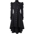 thumbnail image 3 of Abrigo de mujer de largo medio, estilo británico, ajustado, con cuello alto y estilo retro medieval, 3 of 5