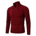thumbnail image 2 of HAiming Mens Quarter Zip Pullover Sweaters Slim Long Sleeve Stand Collar Knitted Jumper 2025 Plus Size Casual Sweater, 2 of 2