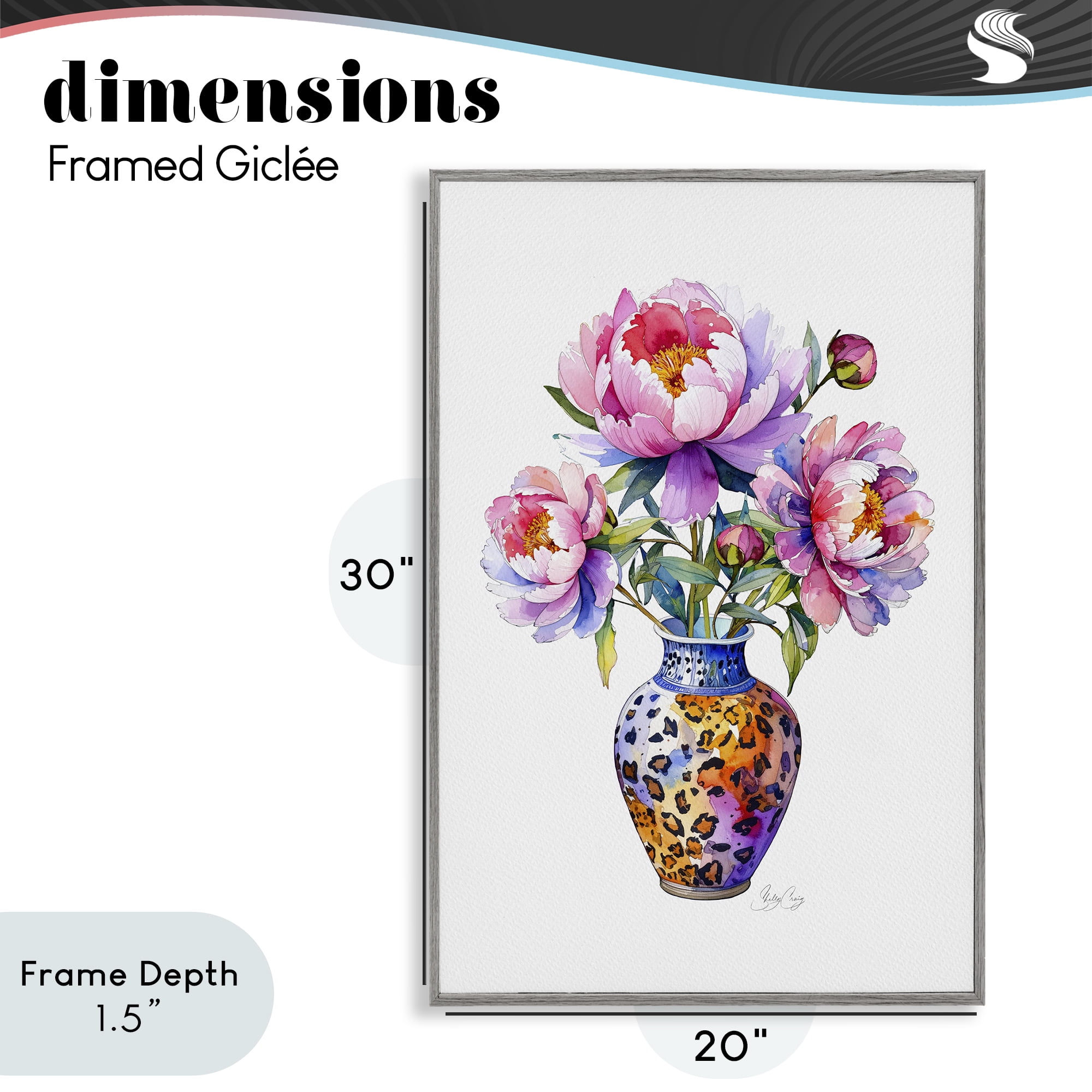 Stupell Industries Fierce Blooms Flower Vase Gray Framed Giclee Art, design by Shelly Craig