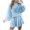 Blue, variant on Ohufall Lounge Sets for Women 2 Piece Outfits Long Sleeve Crew Neck Tops with Mini Culottes Summer Cozy Soft Loungewear Set