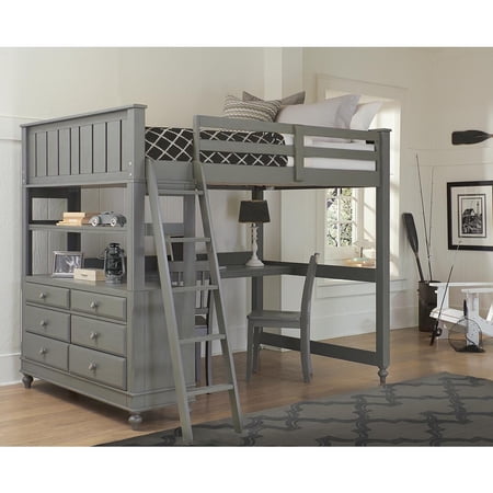 NE Kids Lake House Full Loft Bed in Stone