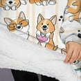 thumbnail image 3 of Oversized Wearable Blanket Hoodie,Cartoon Corgi Sherpa Blanket Hoodie with Super Pockets,Super Warm Fuzzy Pullover for Women & Men, 3 of 6