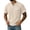 Beige, variant on Men Summer Tops Short Sleeve V Neck Casual Button Down Work Shirts Fashion Patchwork Waffleknit Textured Tshirts with Pocket