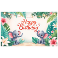 thumbnail image 2 of Happy Birthday Banner Elephant Decoration Tropical Leaves Polyester Material for Kids Party Animal Theme Birthday Celebration, 2 of 7